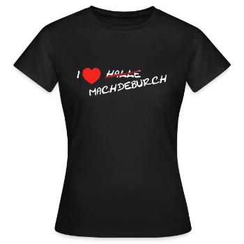 Magdebourg / Halle / Sachsen-Anhalt / cadeaux - T-shirt Femme - noir - Devant - AI Model Female 172 dark (172cm)