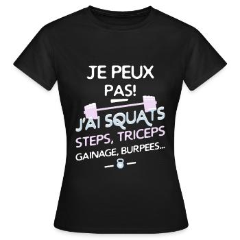 FITNESS - je peux pas v2 - T-shirt Femme - noir - Devant - AI Model Female 172 dark (172cm)