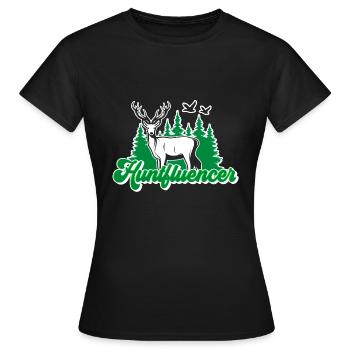 Huntfluencer Hunting Influencer - Women's T-Shirt - black - Front - AI Model Female 172 dark (172cm)