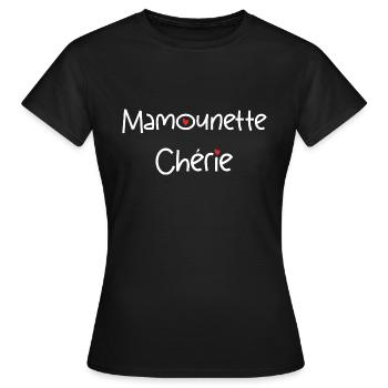 mamounette chérie - T-shirt Femme - noir - Devant - AI Model Female 172 dark (172cm)