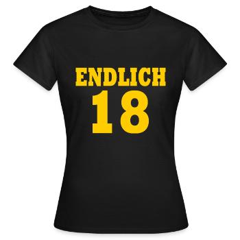Endlich 18 - Frauen T-Shirt - Schwarz - Vorne - AI Model Female 172 dark (172cm)