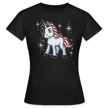 Americorn | Patriot Unicorn Independence Day USA - T-shirt Femme - noir - Devant - AI Model Female 172 dark (172cm)