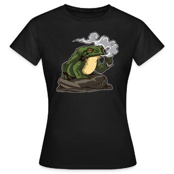 Vaping Toad | Kröte Vape Vaper Frosch Chill Relax - Frauen T-Shirt - Schwarz - Vorne - AI Model Female 172 dark (172cm)