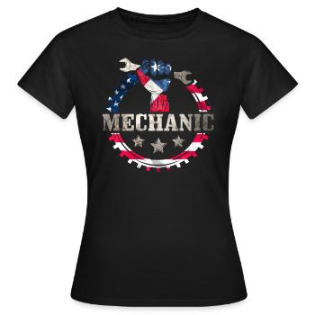 Mechaniker USA - Frauen T-Shirt - Schwarz - Vorne - AI Model Female 172 dark (172cm)