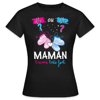 Maman t'aime tres fort futur maman d'amour - T-shirt Femme - noir - Devant - AI Model Female 172 dark (172cm)