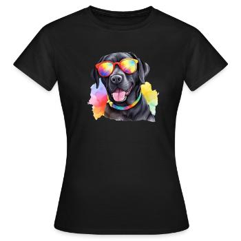 Cooler Labrador Retriever Hund mit Sonnenbrille - Frauen T-Shirt - Schwarz - Vorne - AI Model Female 172 dark (172cm)