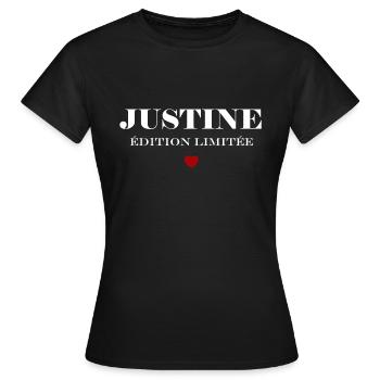 justine - T-shirt Femme - noir - Devant - AI Model Female 172 dark (172cm)