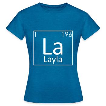 Layla Name Chemie Elemente Frauen Namen - Frauen T-Shirt - Antikblaues Saphir meliert - Vorne - AI Model Female 172 dark (172cm)