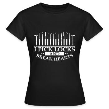 Schlüsselnotdienst Herzensbrecher Lockpicking - Frauen T-Shirt - Schwarz - Vorne - AI Model Female 172 dark (172cm)