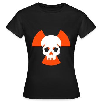 Schädel ohne Unterkiefer vor Strahlenwarnzeichen - Frauen T-Shirt - Schwarz - Vorne - AI Model Female 172 dark (172cm)