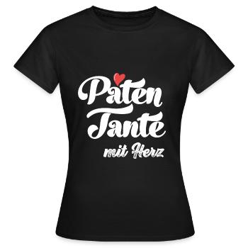 Patentante mit Herz Taufpatin Taufe - Frauen T-Shirt - Schwarz - Vorne - AI Model Female 172 dark (172cm)