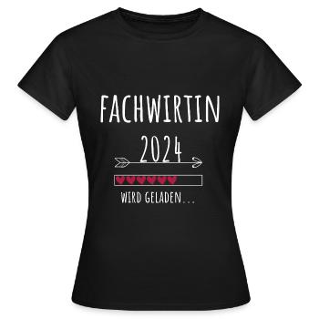 Fachwirtin 2024 wird geladen Fachwirt Abschluss - Frauen T-Shirt - Schwarz - Vorne - AI Model Female 172 dark (172cm)