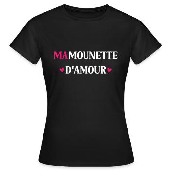 mamounette d'amour - T-shirt Femme - noir - Devant - AI Model Female 172 dark (172cm)