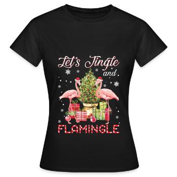 Let's Jingle And Flamingle Funny Flamingo - Frauen T-Shirt - Schwarz - Vorne - AI Model Female 172 dark (172cm)