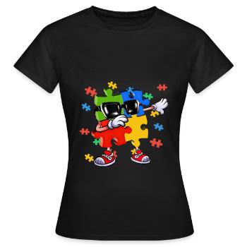 Dabbing Puzzle Piece - Frauen T-Shirt - Schwarz - Vorne - AI Model Female 172 dark (172cm)