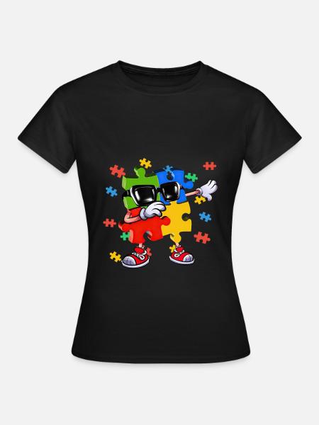 Dabbing Puzzle Piece - Frauen T-Shirt - Schwarz