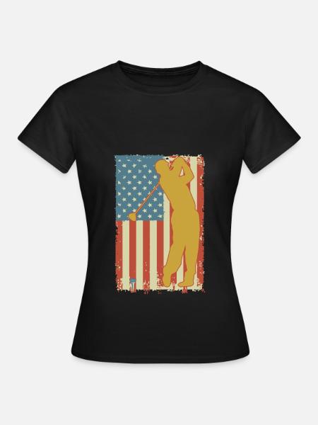 Golfing American Flag - Frauen T-Shirt - Schwarz