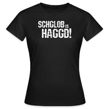 Ich glaube es hackt auf sächsisch Sachsen Sprüche - Frauen T-Shirt - Schwarz - Vorne - AI Model Female 172 dark (172cm)