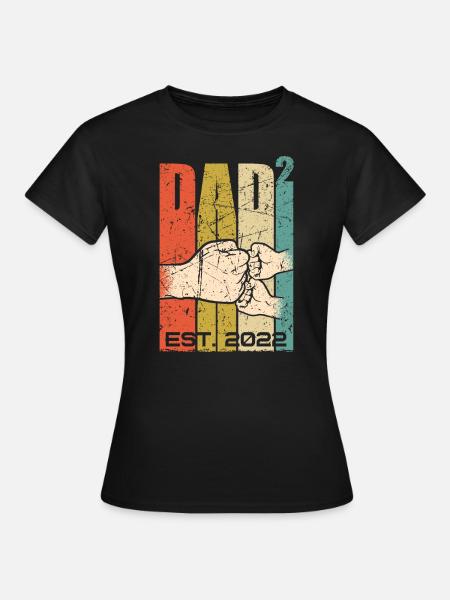 Vater 2022 werdender Papa Zwillinge zwei Kinder - Dame-T-shirt - sort