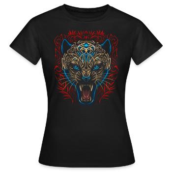 Tribal Goldene Katze - Frauen T-Shirt - Schwarz - Vorne - AI Model Female 172 dark (172cm)