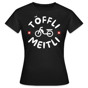 Tofflimeitli | Mofa, 80er, 90er, lustige Sprüche - Frauen T-Shirt - Schwarz - Vorne - AI Model Female 172 dark (172cm)
