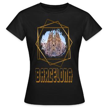 Barcelona Spanien Stadt Skyline Heimat Liebe Gold - Frauen T-Shirt - Schwarz - Vorne - AI Model Female 172 dark (172cm)