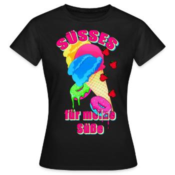 BONBONS pour ma glace sucrée glace beignet fraises - T-shirt Femme - noir - Devant - AI Model Female 172 dark (172cm)