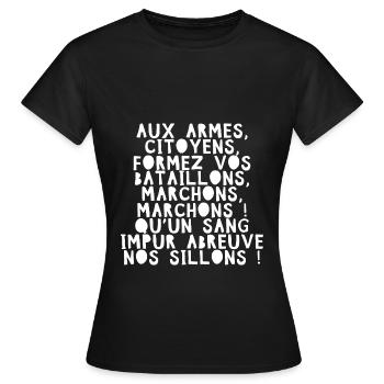 France Hymne national Français La Marseillaise B - T-shirt Femme - noir - Devant - AI Model Female 172 dark (172cm)