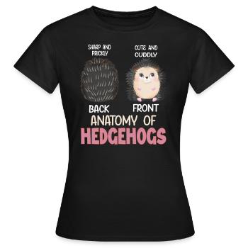 Anatomie du hérisson - T-shirt Femme - noir - Devant - AI Model Female 172 dark (172cm)