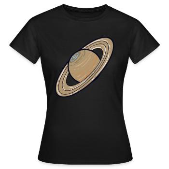 Planète du système solaire Saturne - T-shirt Femme - noir - Devant - AI Model Female 172 dark (172cm)