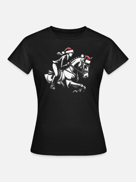 Reiten Reitsport Weihnachten - Frauen T-Shirt - Schwarz