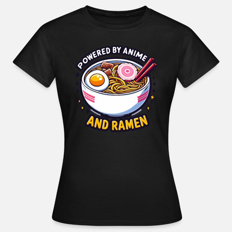Alimentato da anime e ramen - Maglietta da donna - nero