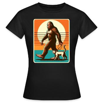 Bigfoot Katze Lustige Bilder - Frauen T-Shirt - Schwarz - Vorne - AI Model Female 172 dark (172cm)