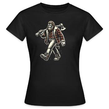 Holzfäller Forstwirt Bigfoot - Frauen T-Shirt - Schwarz - Vorne - AI Model Female 172 dark (172cm)