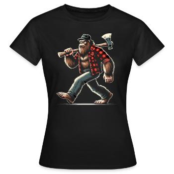 Holzfäller Forstwirt Bigfoot - Frauen T-Shirt - Schwarz - Vorne - AI Model Female 172 dark (172cm)