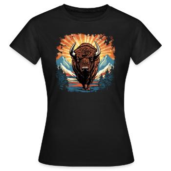 Bison - Frauen T-Shirt - Schwarz - Vorne - AI Model Female 172 dark (172cm)
