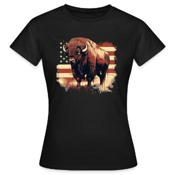 Bison - T-shirt Femme - noir - Devant - AI Model Female 172 dark (172cm)