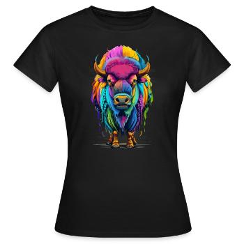 Bison - Frauen T-Shirt - Schwarz - Vorne - AI Model Female 172 dark (172cm)