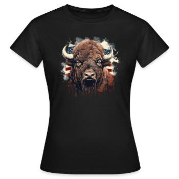 American Bison - Women's T-Shirt - black - Front - AI Model Female 172 dark (172cm)