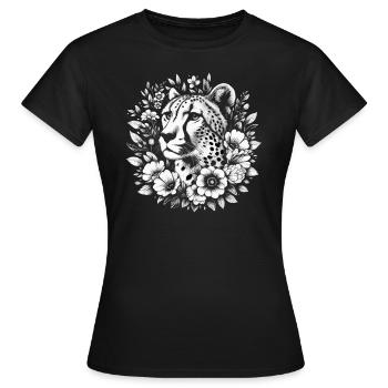 Guépard Fleurs de guépard - T-shirt Femme - noir - Devant - AI Model Female 172 dark (172cm)