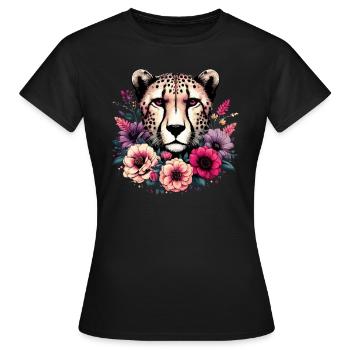 Guépard Fleurs de guépard - T-shirt Femme - noir - Devant - AI Model Female 172 dark (172cm)