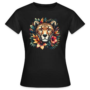 Guépard Fleurs de guépard - T-shirt Femme - noir - Devant - AI Model Female 172 dark (172cm)