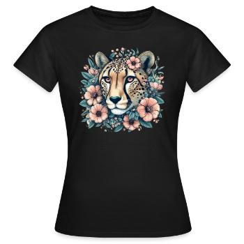 Guépard Fleurs de guépard - T-shirt Femme - noir - Devant - AI Model Female 172 dark (172cm)