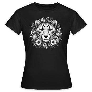 Guépard Fleurs de guépard - T-shirt Femme - noir - Devant - AI Model Female 172 dark (172cm)