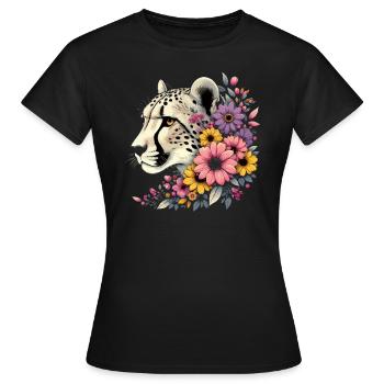 Guépard Fleurs de guépard - T-shirt Femme - noir - Devant - AI Model Female 172 dark (172cm)