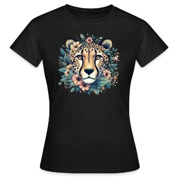 Guépard Fleurs de guépard - T-shirt Femme - noir - Devant - AI Model Female 172 dark (172cm)