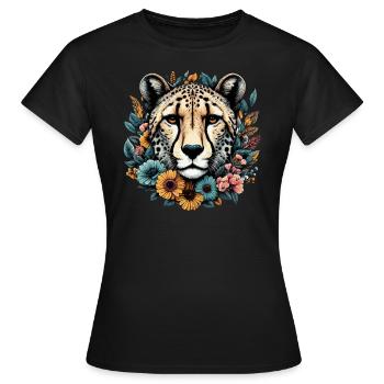 Guépard Fleurs de guépard - T-shirt Femme - noir - Devant - AI Model Female 172 dark (172cm)