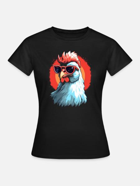 Chicken Sonnenbrille - Frauen T-Shirt - Schwarz