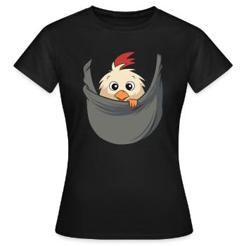 Chicken In Pocket - Frauen T-Shirt - Schwarz - Vorne - AI Model Female 172 dark (172cm)