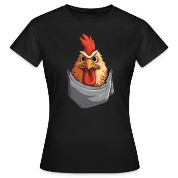 Chicken In Pocket - Frauen T-Shirt - Schwarz - Vorne - AI Model Female 172 dark (172cm)